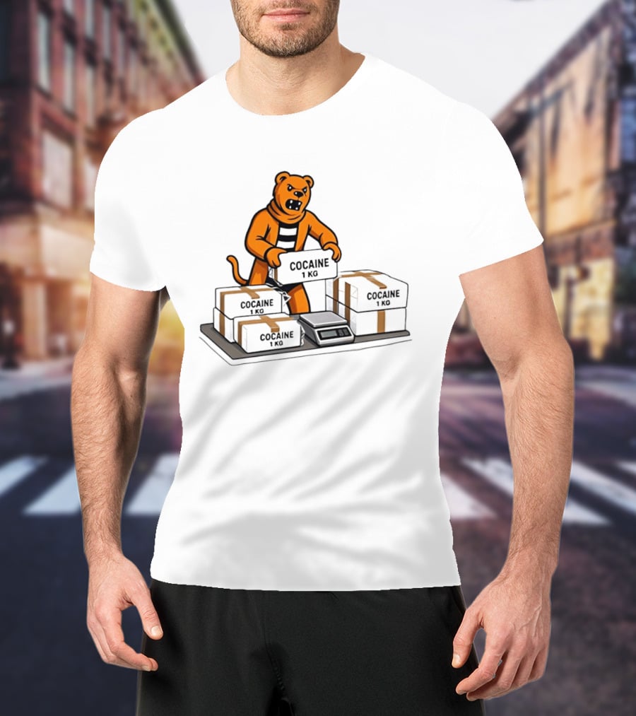 Cocaine 1 Kg Cartoon Orange Tiger Packages Scale T-Shirt