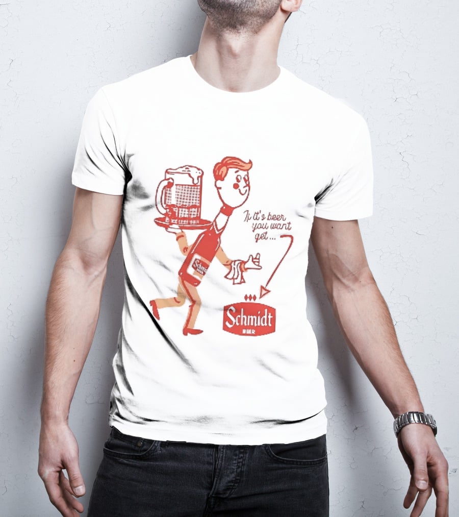 Schmidt Beer Retro Cartoon Character With T-Shirt