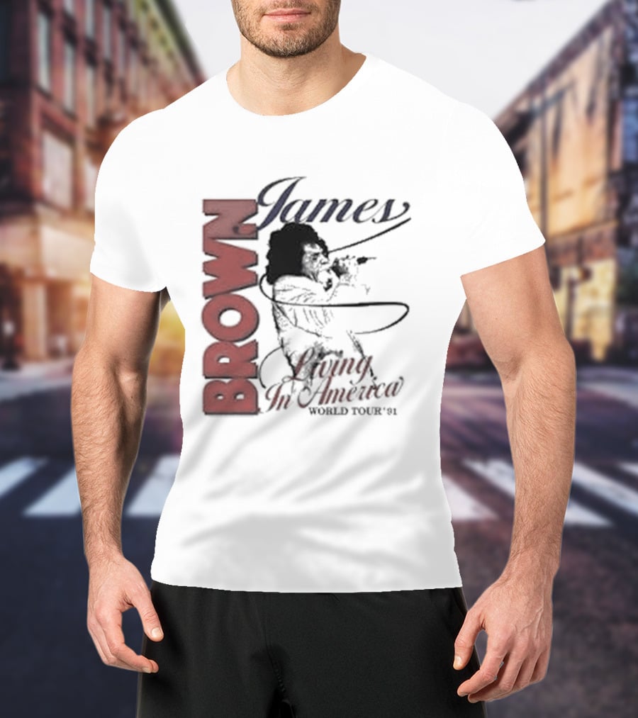 James Brown Living In America World Tour 1980s Retro Music Legend T-Shirt