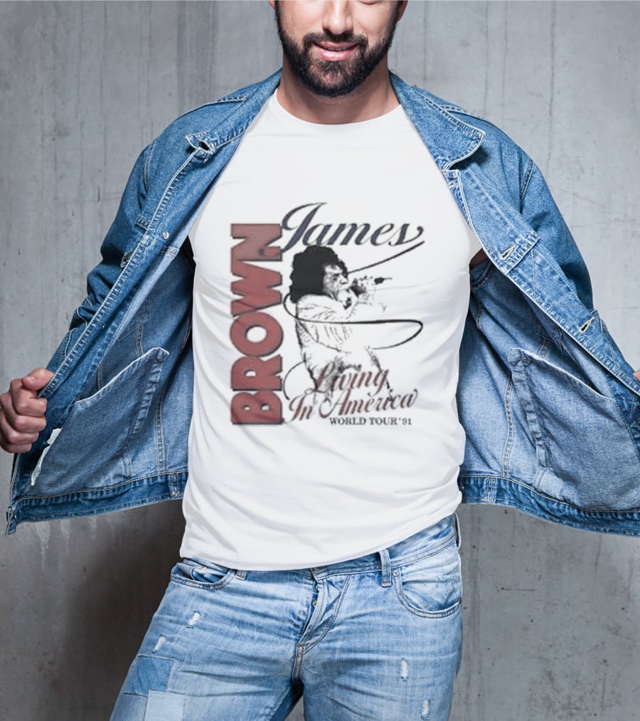 James Brown Living In America World Tour 1980s Retro Music Legend T-Shirt