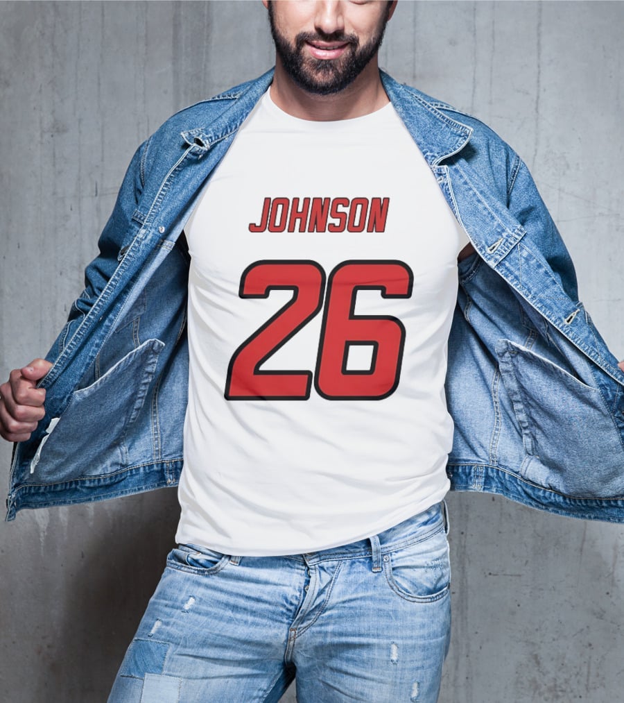 Johnson 26 Red Athletic Jersey Number Sports T-Shirt