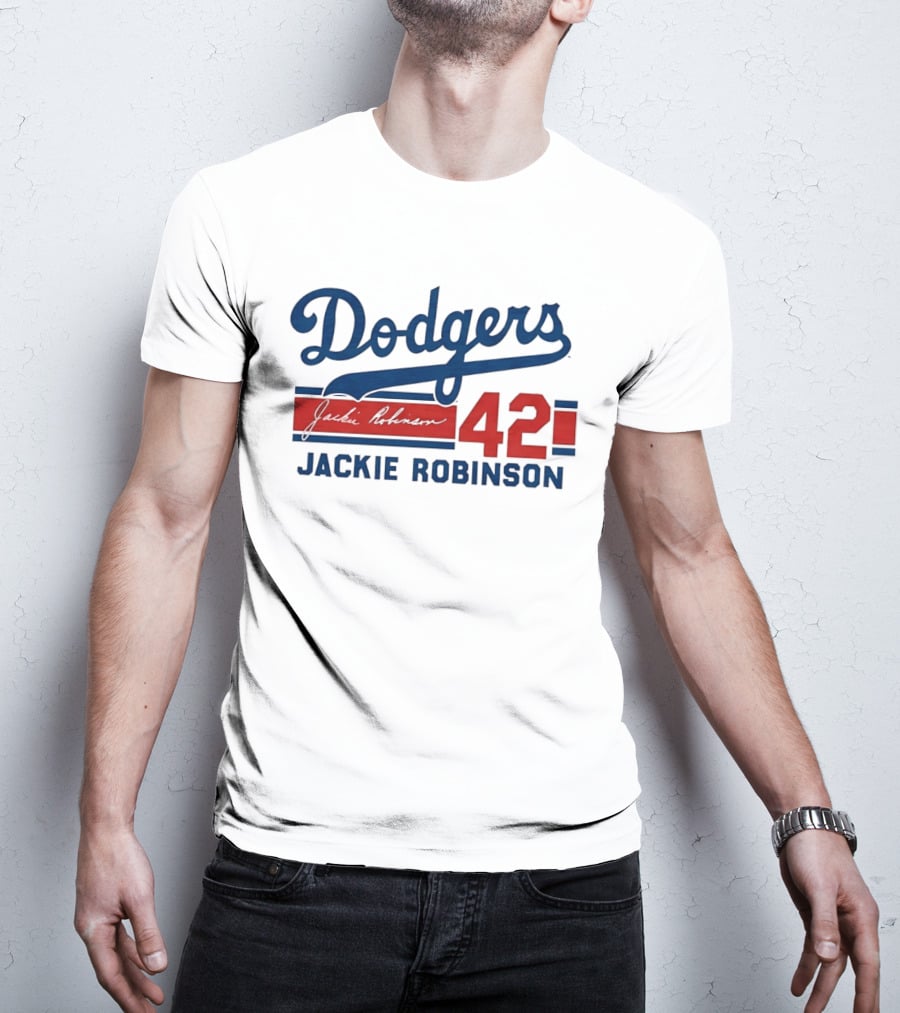 Dodgers Jackie Robinson 42 Stripes T-Shirt