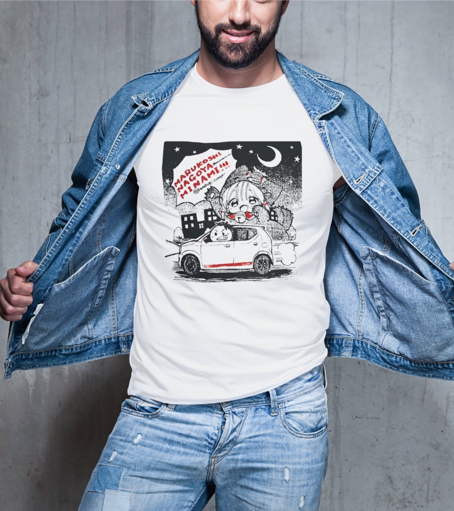 Marukoshi Nagoya Minami Kanakoji Tomori Angry Driver Hatchback Car Manga Style Night Scene T-Shirt