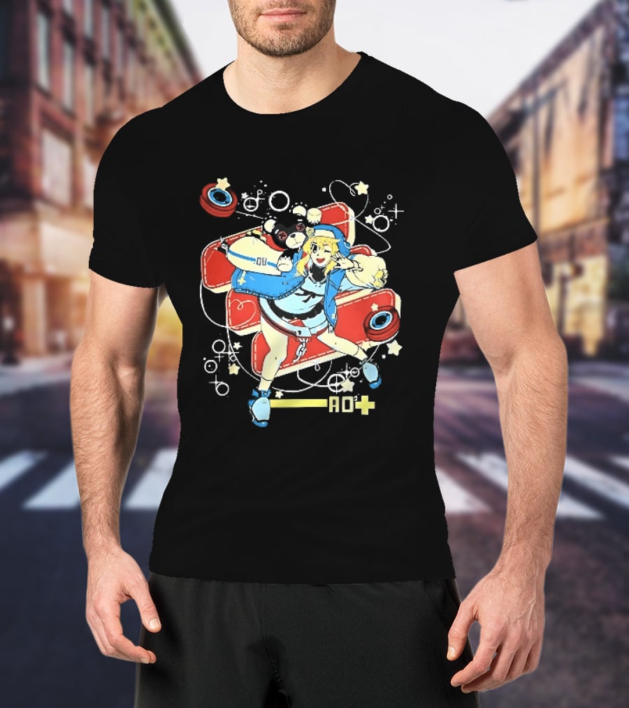 Ao2 Plus Anime Girl And Black Bear With Yoyo And Playful T-Shirt