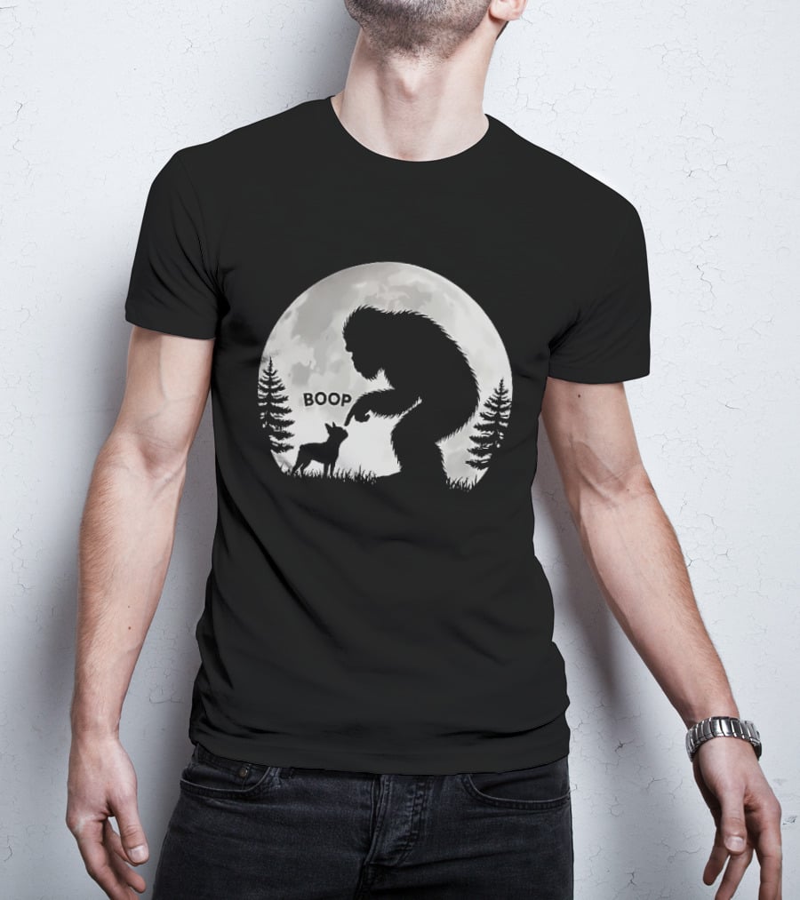 Bigfoot Boop Moonlight Boston Terrier T-Shirt