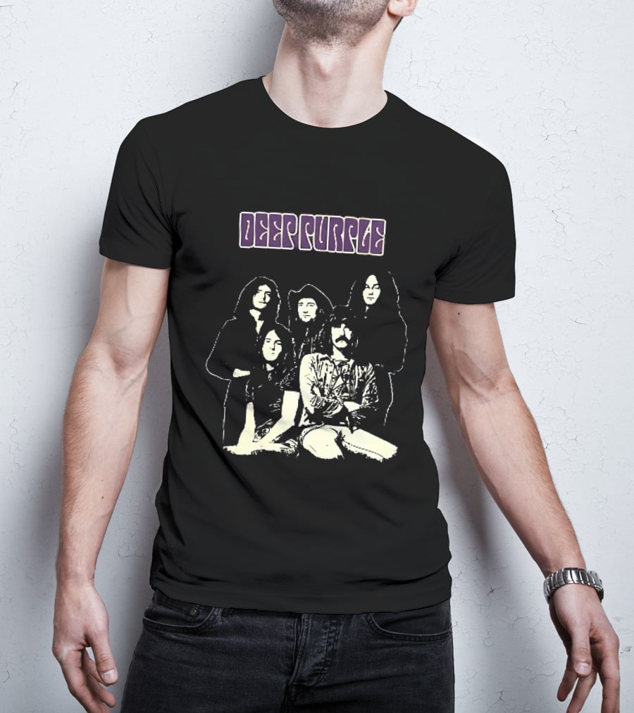Deep Purple Band Members High Contrast Stencil Group Image T-Shirt