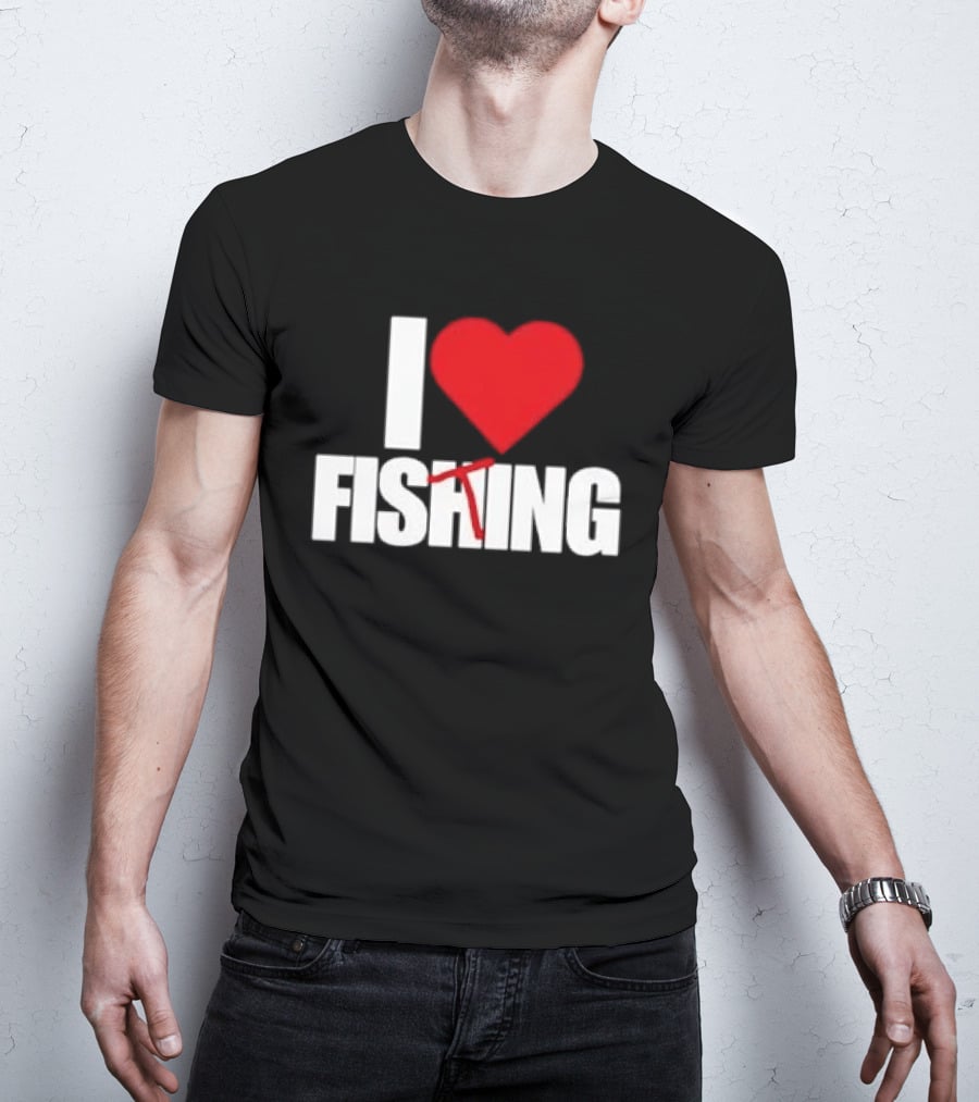 I Heart Fishing With Rod And Hook T-Shirt