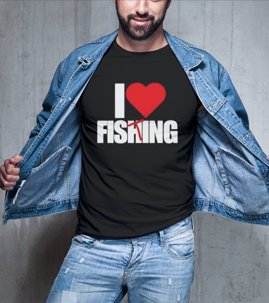 I Heart Fishing With Rod And Hook T-Shirt