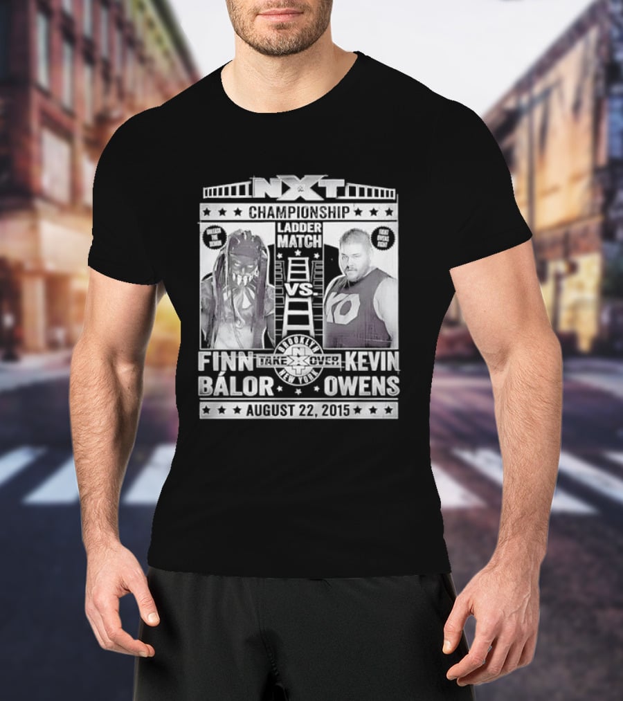 NXT Championship Ladder Match Finn Balor Vs Kevin Owens August 22 2015 T-Shirt