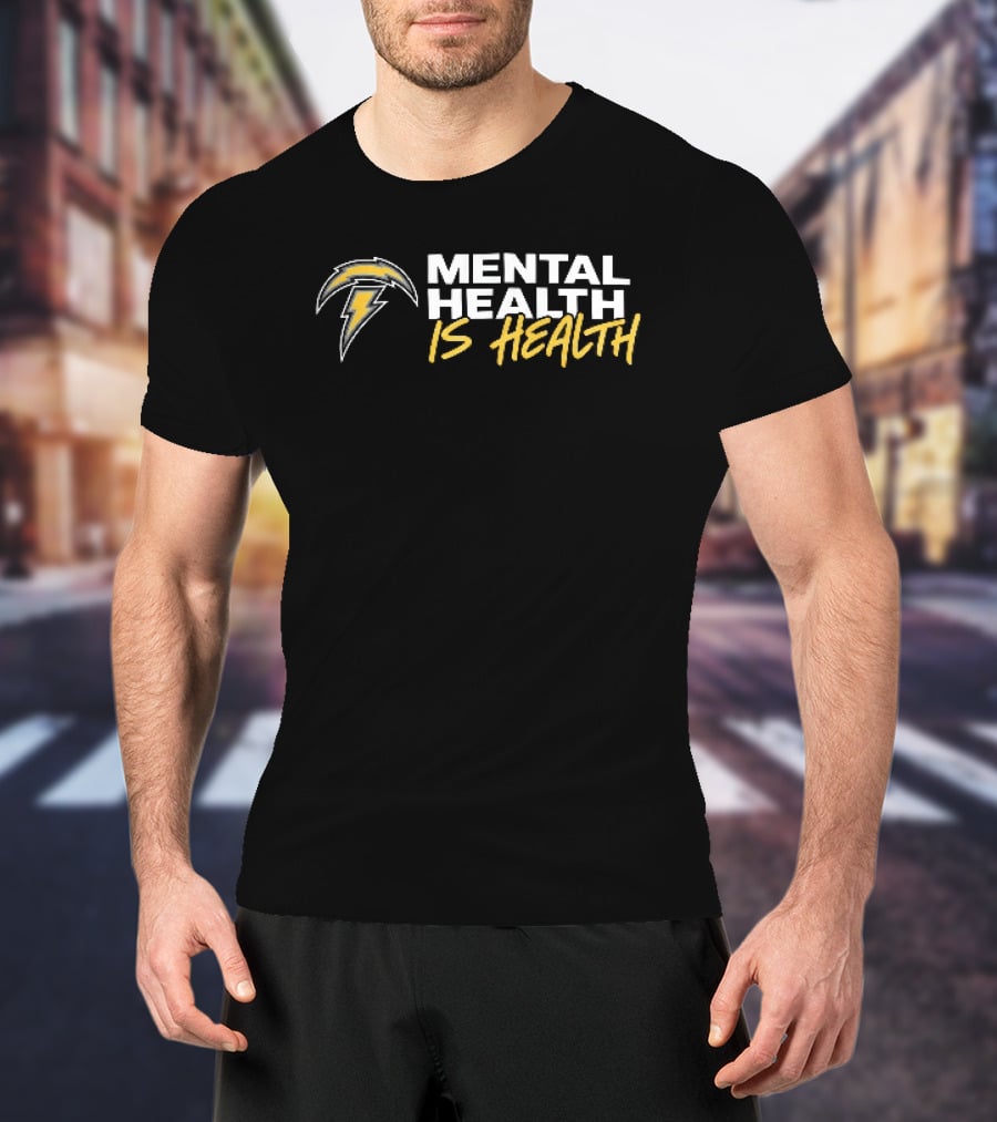 Los Angeles Chargers Mental Health Is Health Lightning Bolt T-Shirt