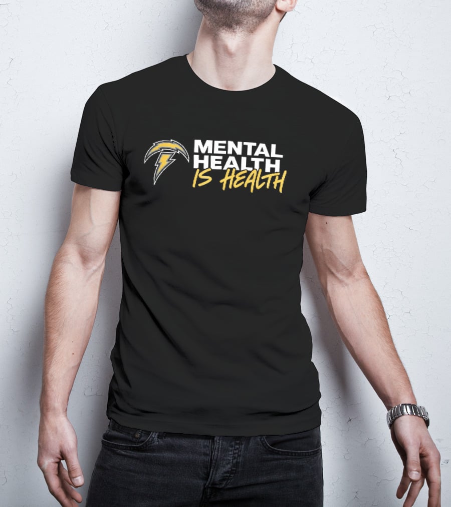 Los Angeles Chargers Mental Health Is Health Lightning Bolt T-Shirt
