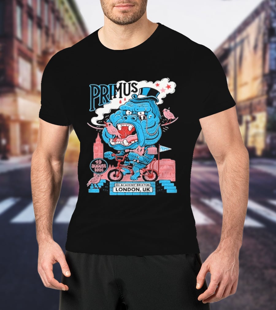 Primus 19 August 2026 O2 Academy Brixton London UK Blue Monster T-Shirt