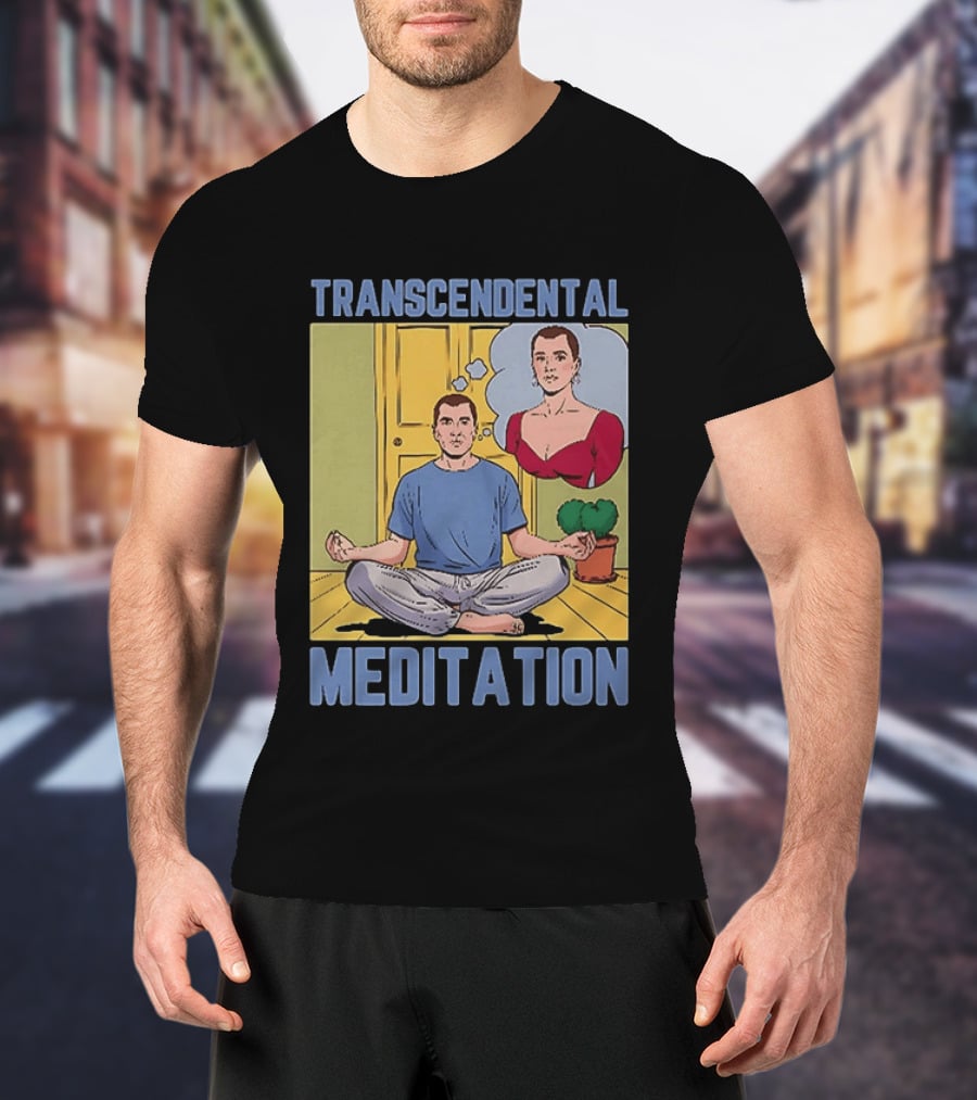 Transcendental Meditation Retro Comic Style Man Meditating Thought Bubble T-Shirt