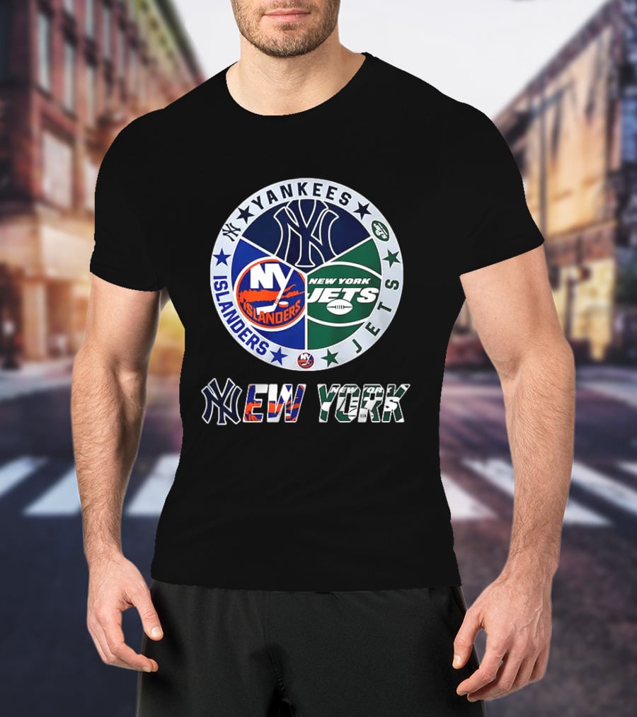 Yankees Islanders Jets New York Sports Teams Logos T-Shirt