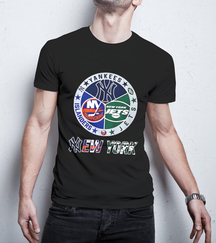 Yankees Islanders Jets New York Sports Teams Logos T-Shirt