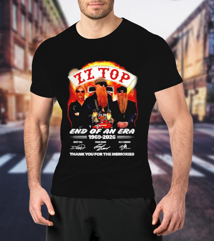 ZZ Top End Of An Era 1969 2026 Dusty Hill Frank Beard Billy Gibbons Thank You For The Memories T-Shirt