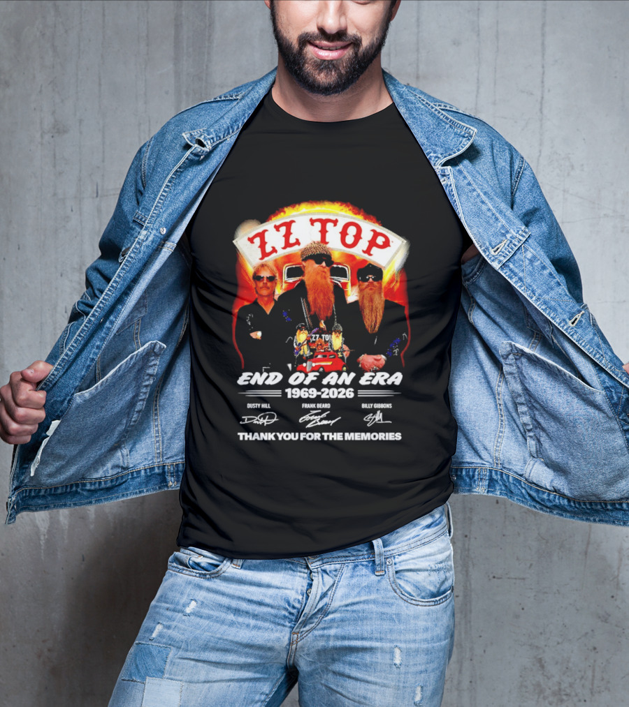 ZZ Top End Of An Era 1969 2026 Dusty Hill Frank Beard Billy Gibbons Thank You For The Memories T-Shirt