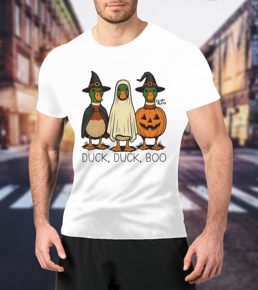 Duck Duck Boo Halloween 2026 Duck Trio In Costumes T-Shirt