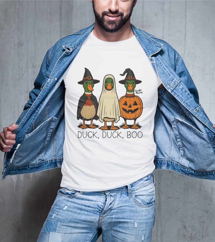Duck Duck Boo Halloween 2026 Duck Trio In Costumes T-Shirt