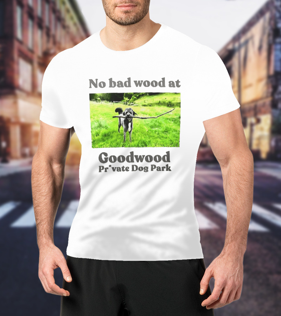 No Bad Wood At Goodwood Private Dog Park Playful Pup With Stick T-Shirt