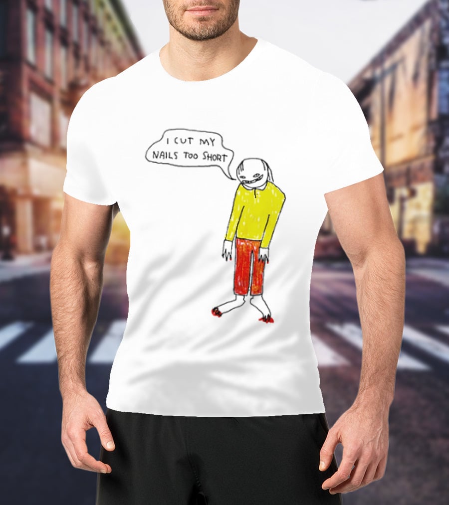 I Cut My Nails Too Short Yellow Red T-Shirt