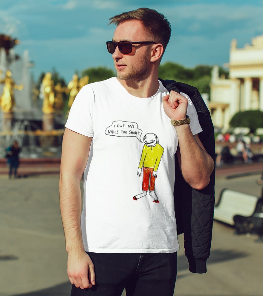 I Cut My Nails Too Short Yellow Red T-Shirt