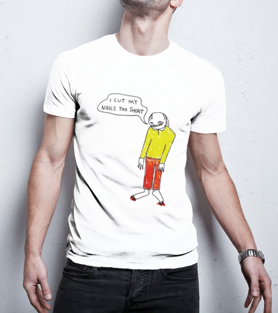 I Cut My Nails Too Short Yellow Red T-Shirt