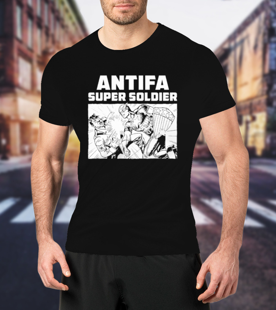 ANTIFA Super Soldier Punching Hitler Captain America T-Shirt