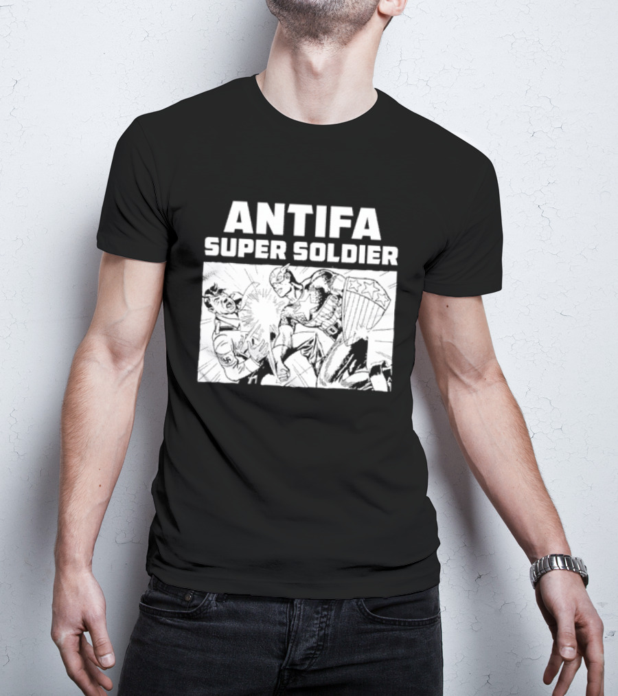 ANTIFA Super Soldier Punching Hitler Captain America T-Shirt