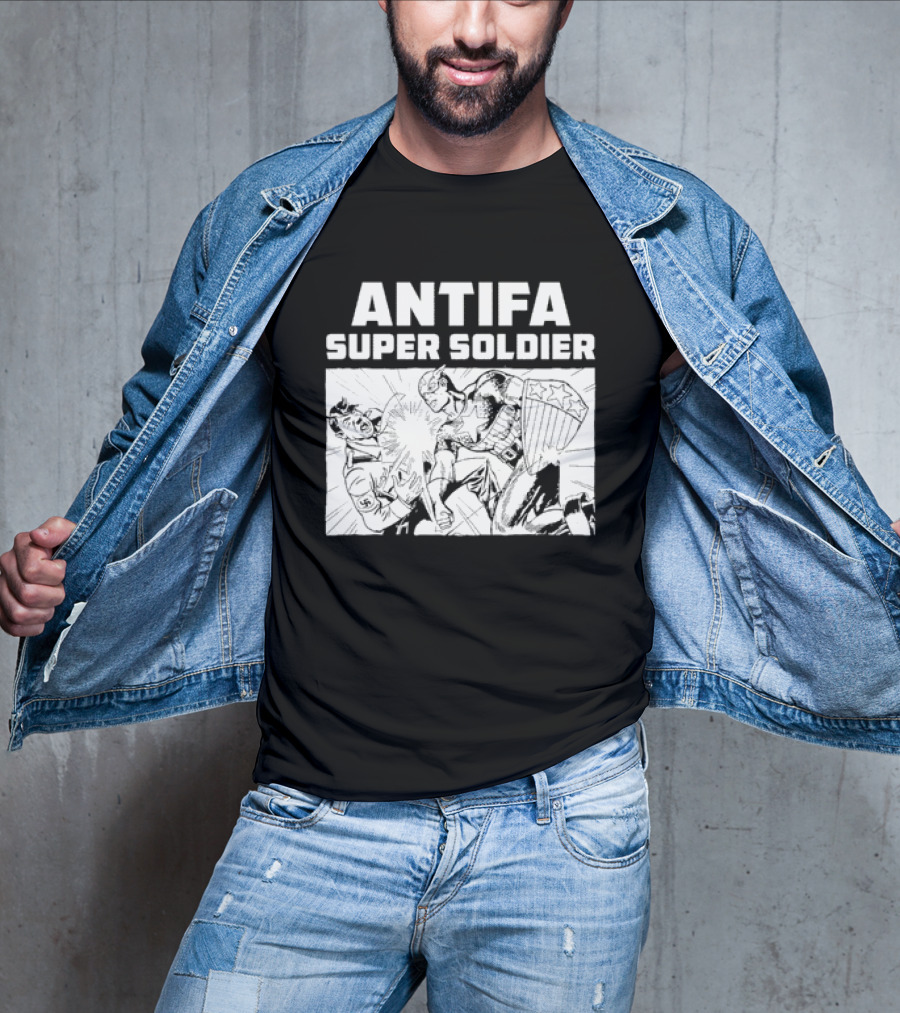 ANTIFA Super Soldier Punching Hitler Captain America T-Shirt