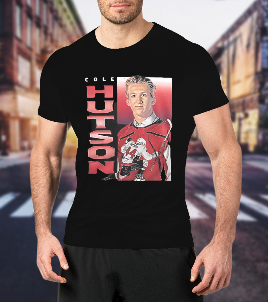 Cole Hutson Ice Hockey Player Red Jersey Number 44 Celebration T-Shirt