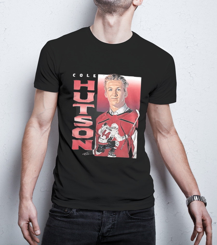 Cole Hutson Ice Hockey Player Red Jersey Number 44 Celebration T-Shirt