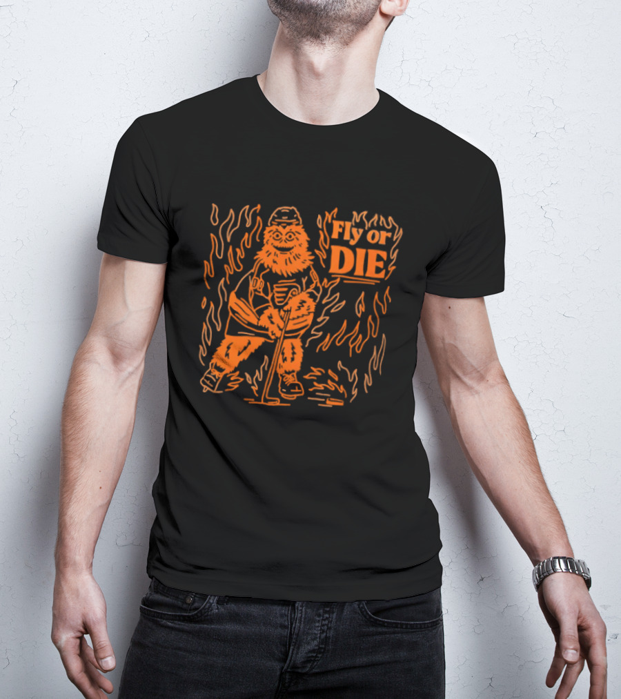 Fly Or Die Gritty Philadelphia Flyers Hockey Flame T-Shirt