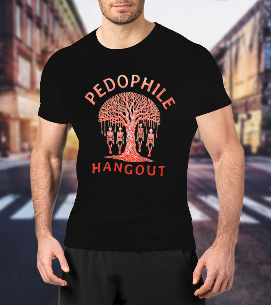 Pedophile Hangout Skeleton Tree Dark Humor T-Shirt