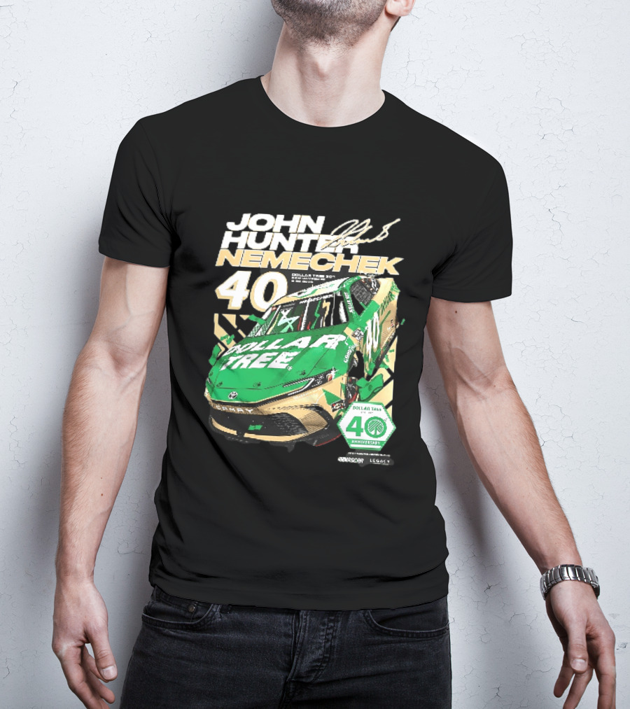 John Hunter Nemechek Dollar Tree 301 40th Anniversary 2026 Green Gold Toyota Camry Nascar New Hampshire Est 1986 T-Shirt
