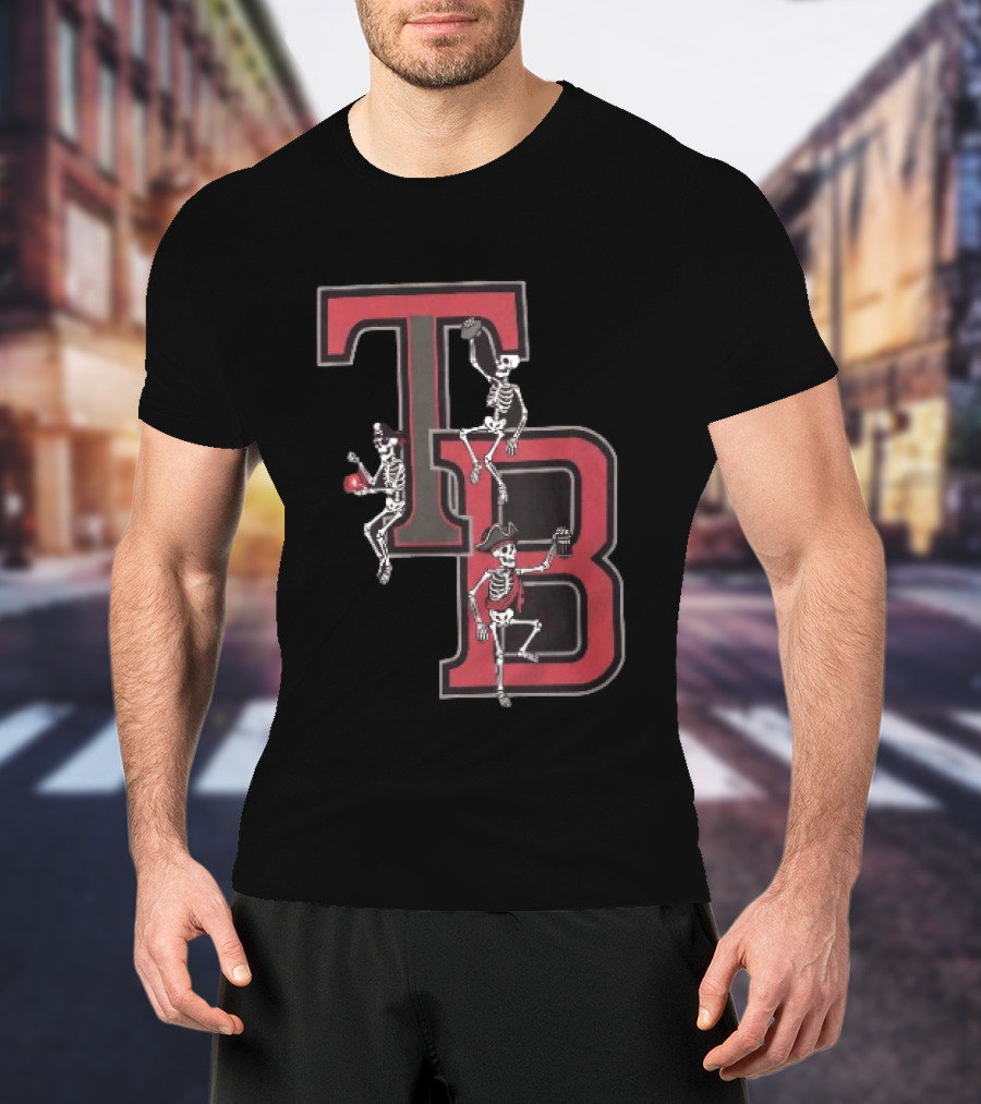 Tampa Bay Buccaneers TB Pirate Skeletons Football T-Shirt