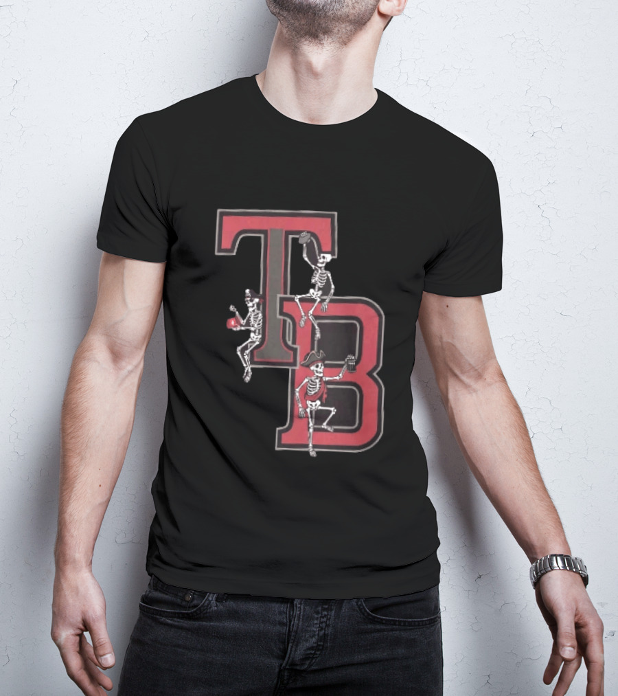 Tampa Bay Buccaneers TB Pirate Skeletons Football T-Shirt