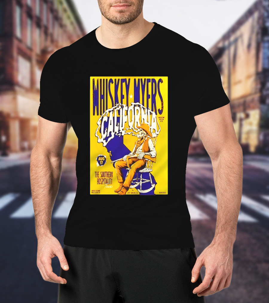 Whiskey Myers California Southern Hospitality Tour August 17 Los Angeles Reclining Cowboy T-Shirt
