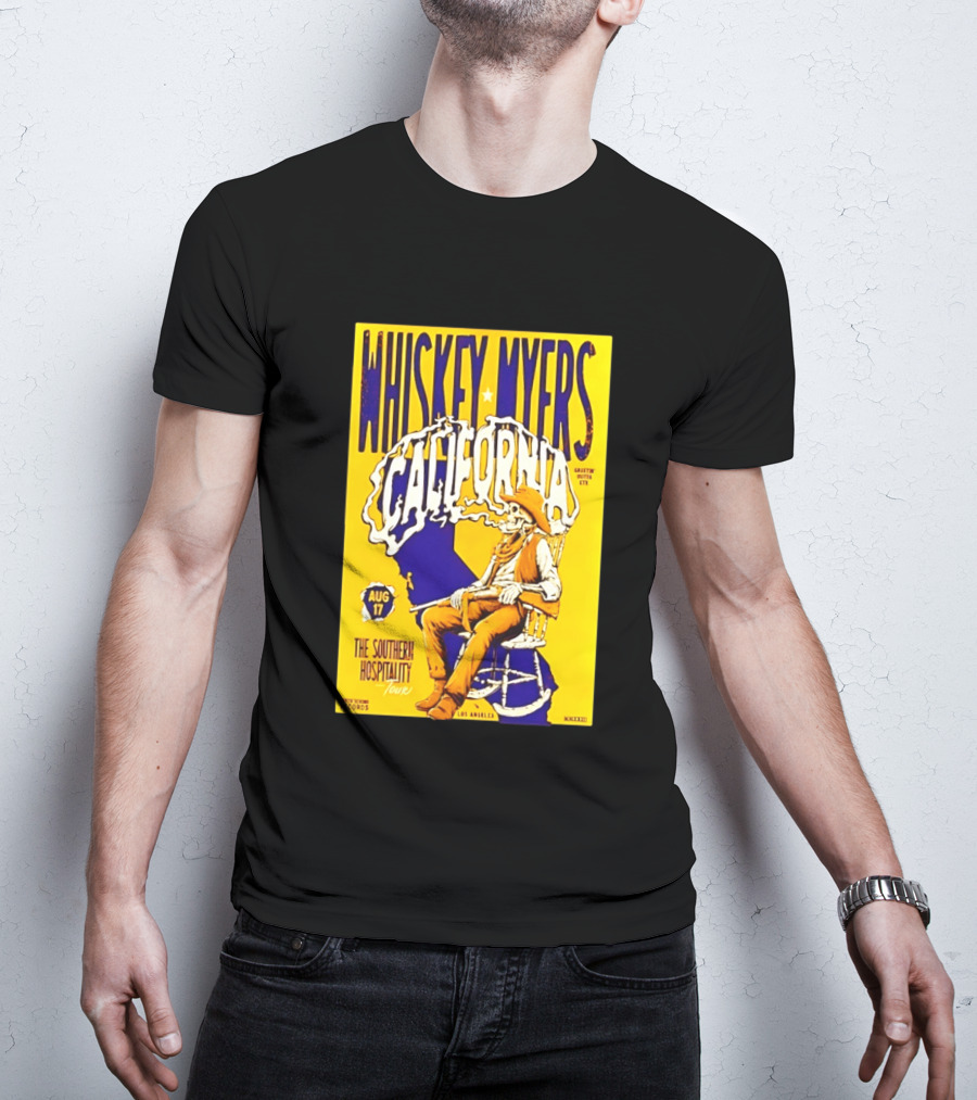 Whiskey Myers California Southern Hospitality Tour August 17 Los Angeles Reclining Cowboy T-Shirt