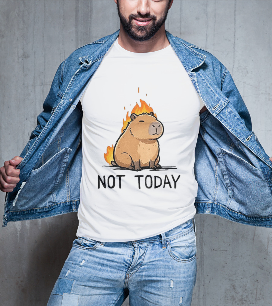 Capybara On Fire Not Today Calm Meme T-Shirt