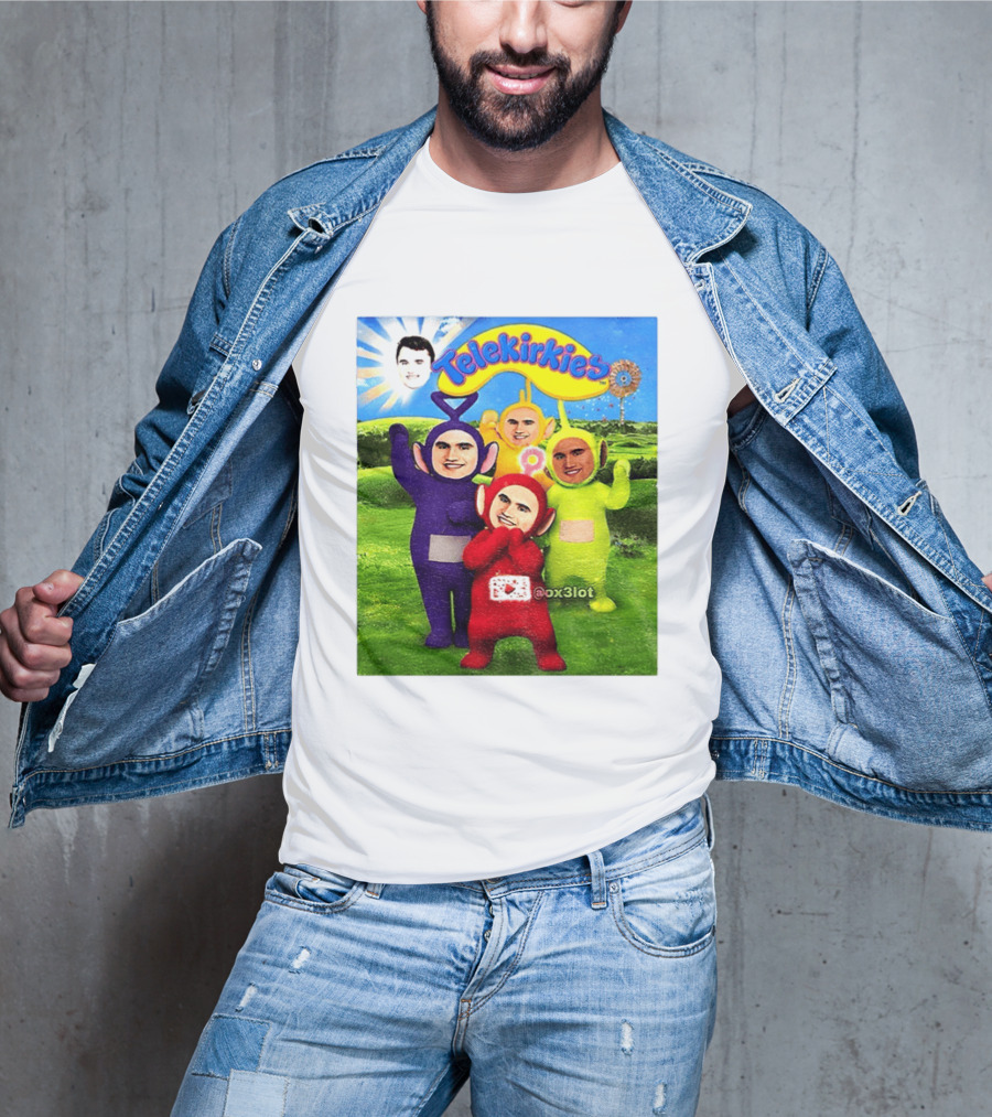 Charlie Kirk Telekirkies Meme Teletubbies Parody Face Swap T-Shirt
