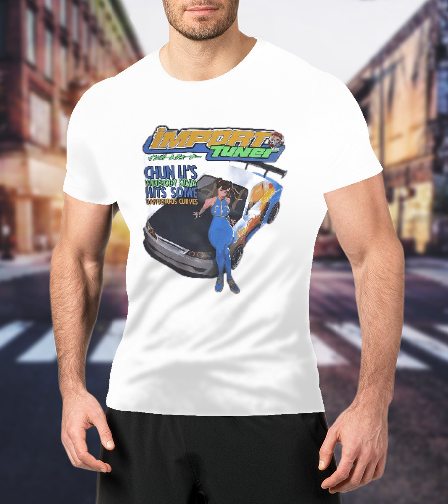 Import Tuner Chun Li's Widebody Silvia Hits Some Dangerous Curves Auto Racing Anime T-Shirt