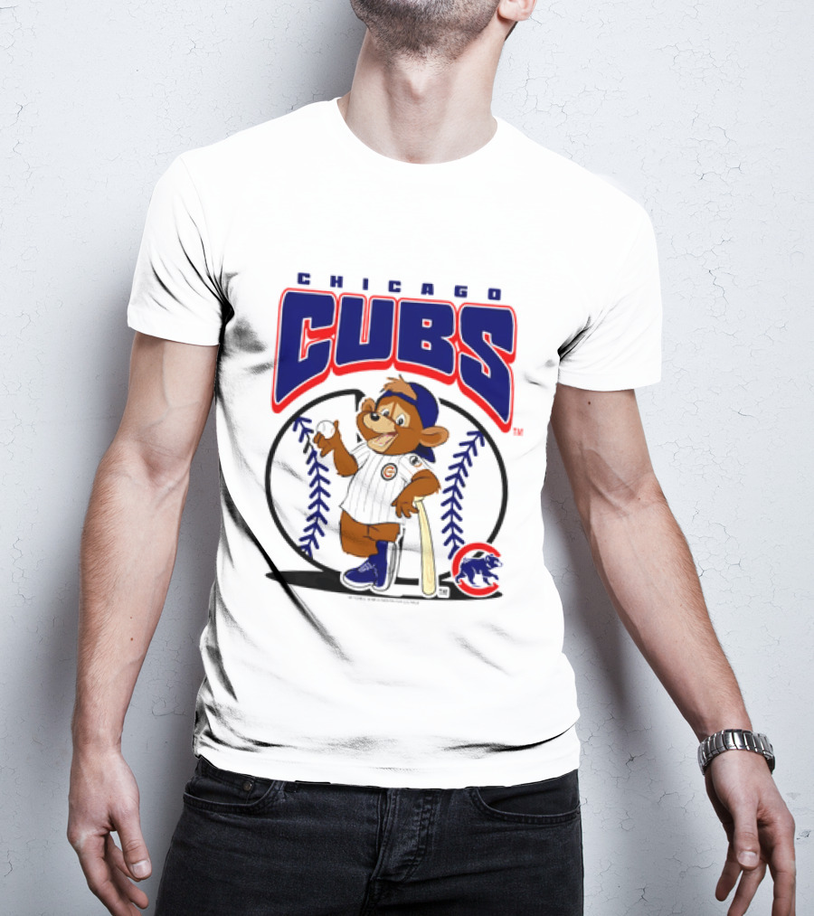 Chicago Cubs MLB 2026 Mania Bear Character Baseball Bat T-Shirt