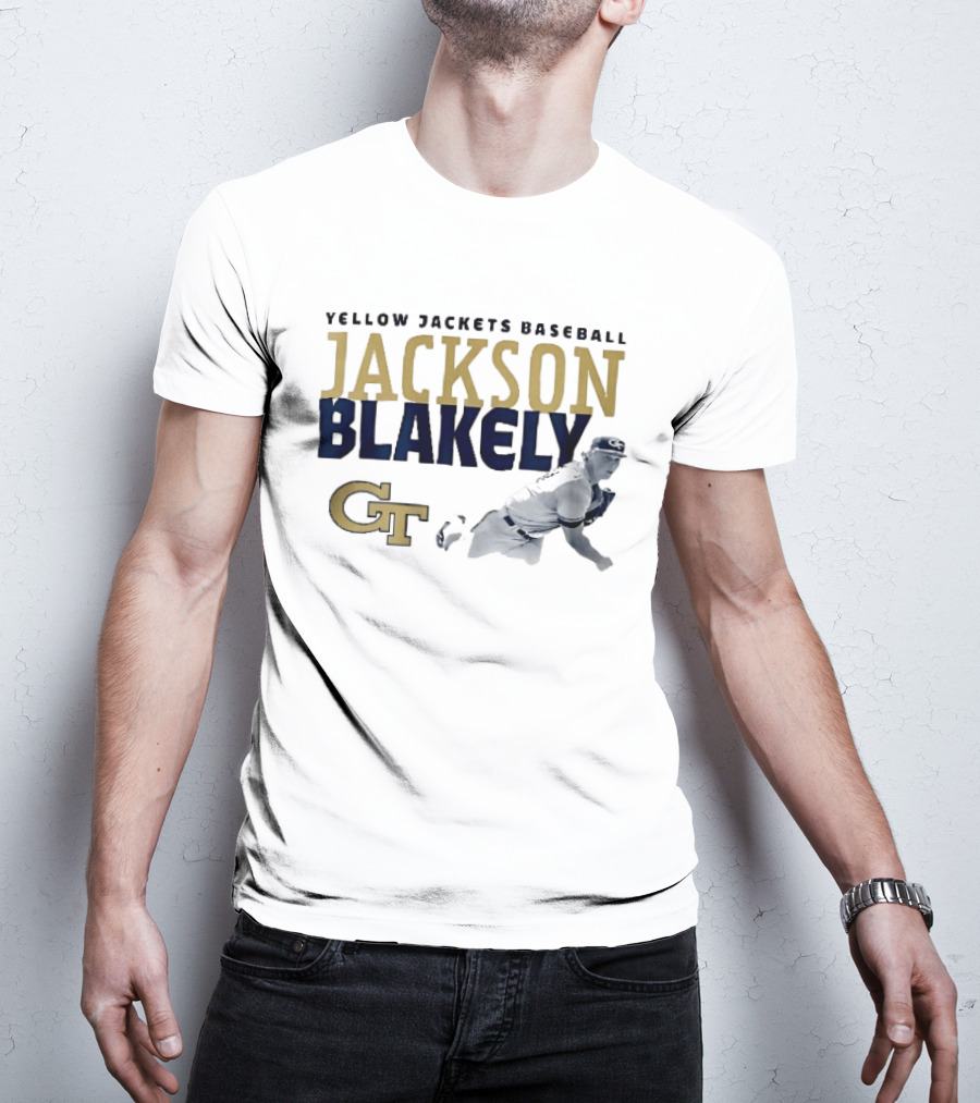 Yellow Jackets Baseball Jackson Blakely GT Pitching Action T-Shirt