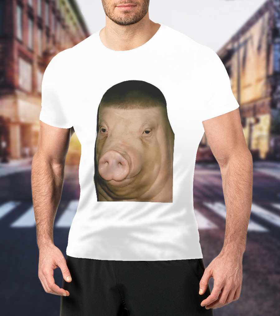 Photorealistic Close Up Pig Face Edgar Haircut Cutout T-Shirt