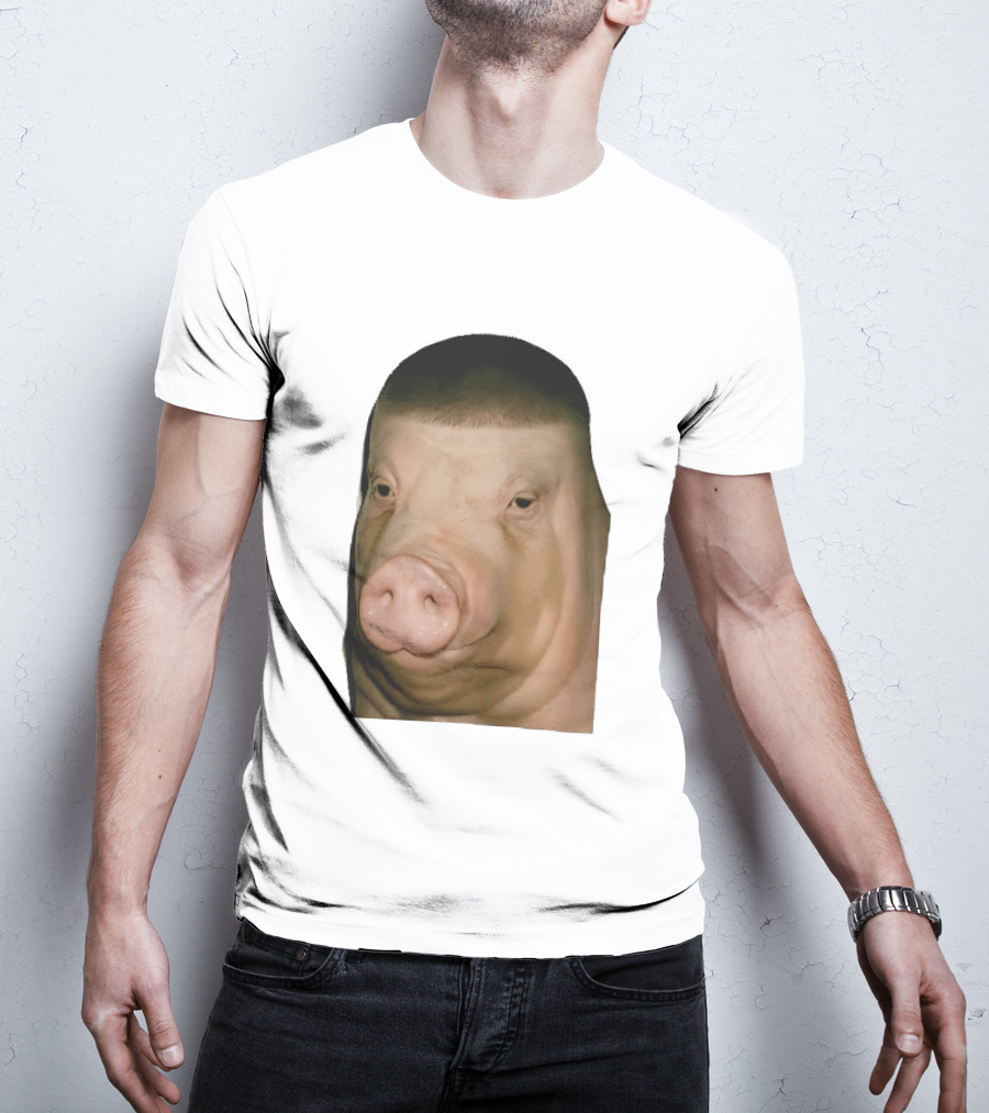 Photorealistic Close Up Pig Face Edgar Haircut Cutout T-Shirt