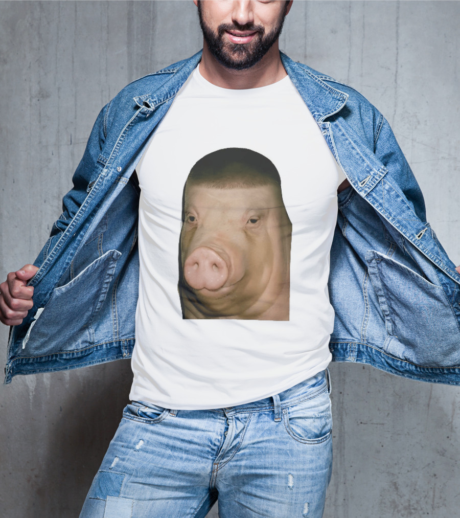 Photorealistic Close Up Pig Face Edgar Haircut Cutout T-Shirt