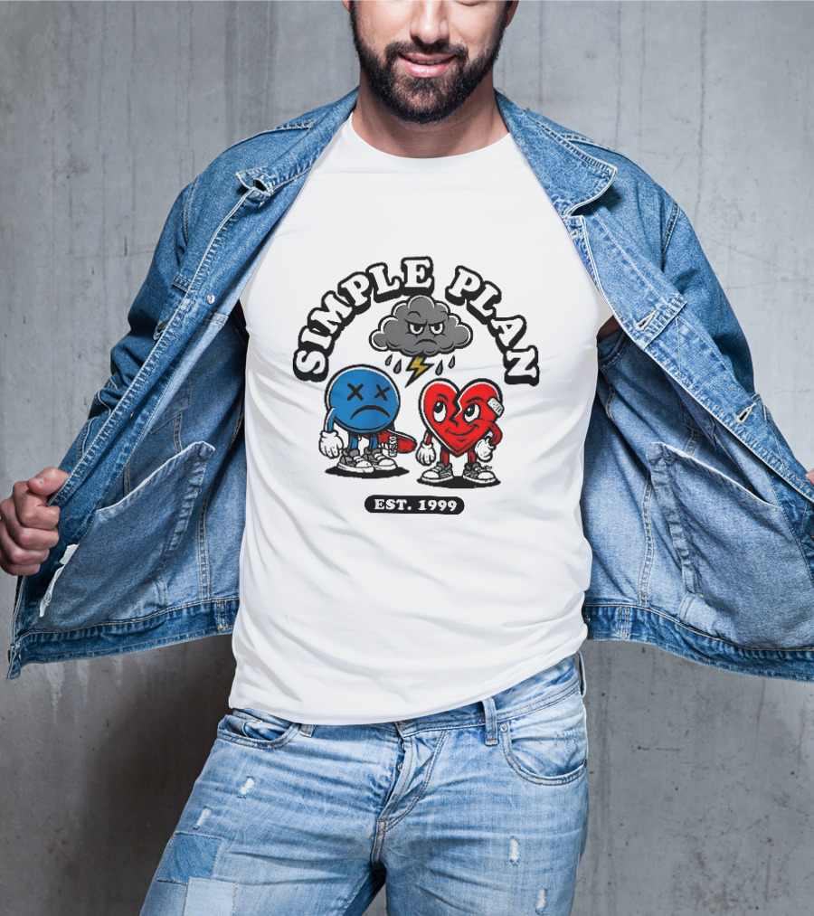 Simple Plan Est 1999 Sad Face Broken Heart Storm Cloud T-Shirt