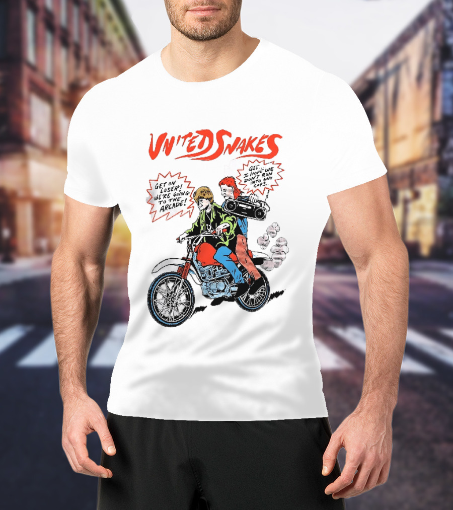 United Snakes Get On Loser We're Going To The Arcade Motorcycle Adventure T-Shirt