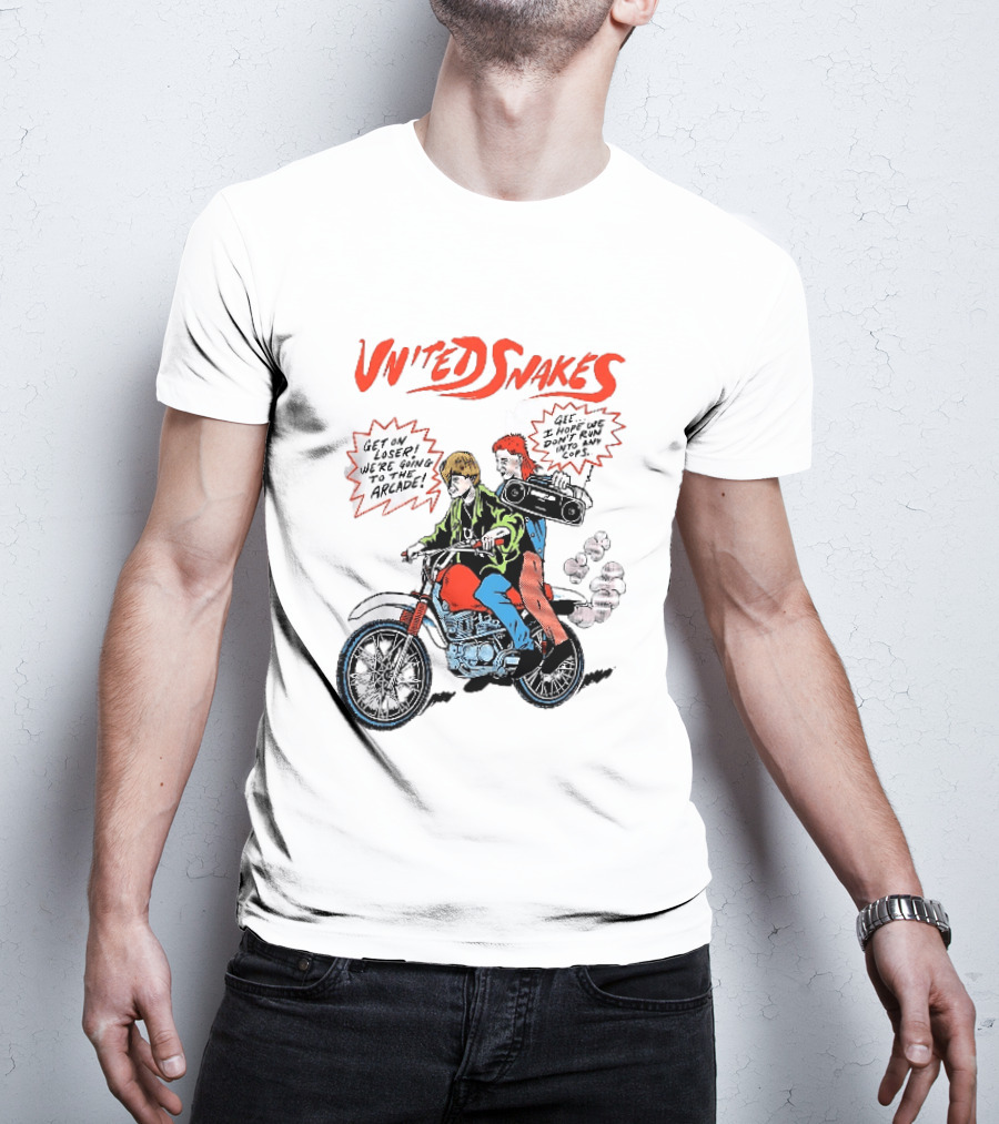 United Snakes Get On Loser We're Going To The Arcade Motorcycle Adventure T-Shirt